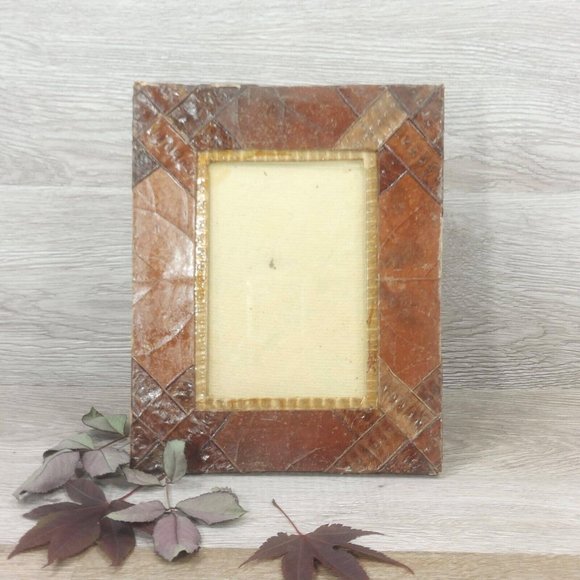 Vintage Dry Leaf Photo Frame Tabletop Boho Ornament Free Stand Display Décor - Picture 3 of 16
